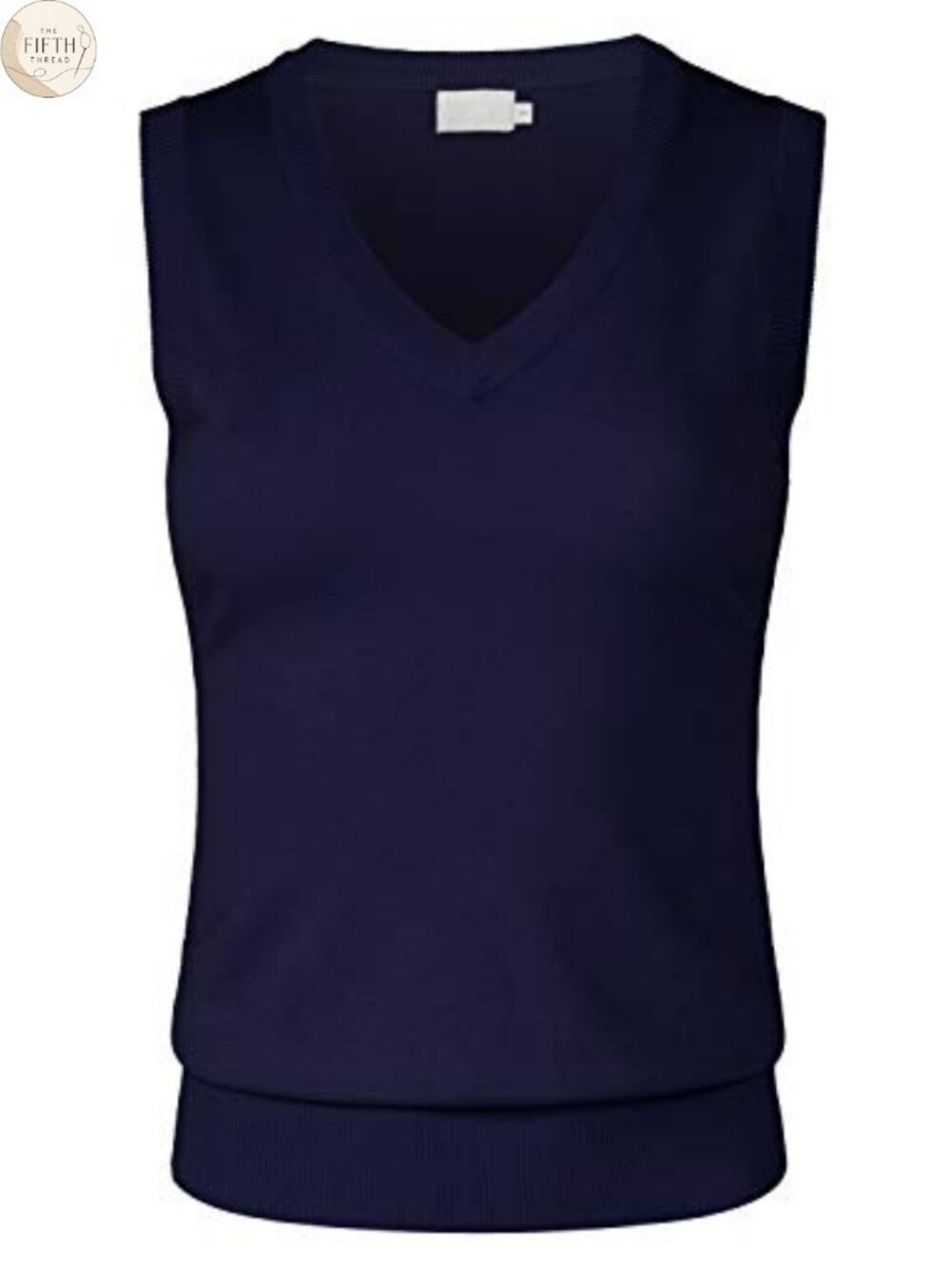 Sleeveless V-Neck Stretch Sweater Vest Slim Fit Rib Knit Pullover Top
